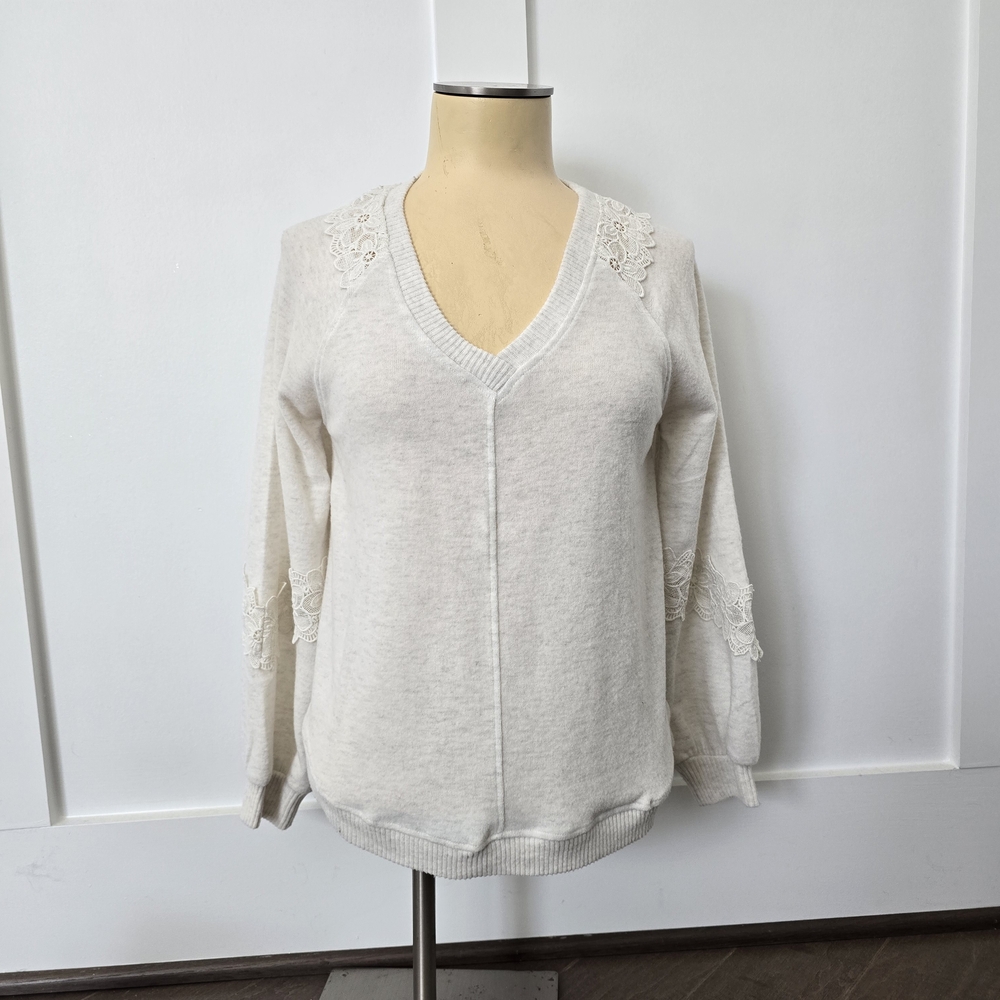 Democracy Cream Sweater with Lace Accents